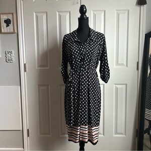 mlle gabrielle blue polka dot roll sleeve dress